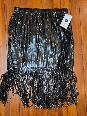 Elegant Black Sequin Pencil Skirt